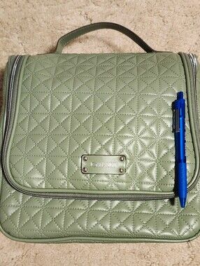 Joan & David Sage Green Quilted Cosmetic Case